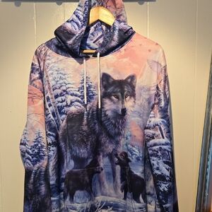 Majestic Wolf Graphic Hoodie - Multicolor